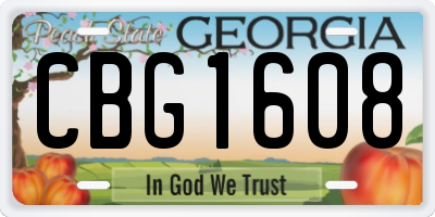 GA license plate CBG1608