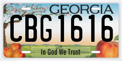 GA license plate CBG1616