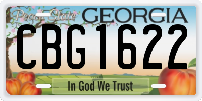 GA license plate CBG1622