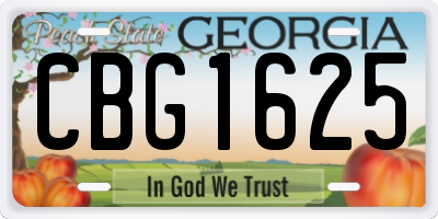 GA license plate CBG1625