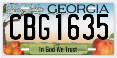 GA license plate CBG1635