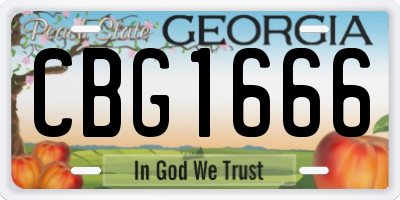 GA license plate CBG1666