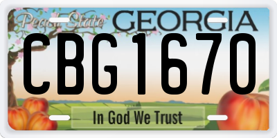 GA license plate CBG1670