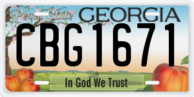 GA license plate CBG1671