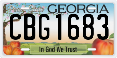 GA license plate CBG1683