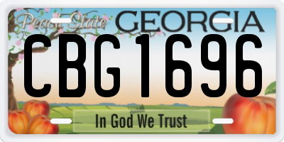 GA license plate CBG1696
