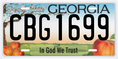 GA license plate CBG1699