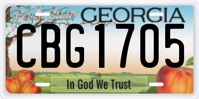 GA license plate CBG1705