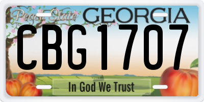 GA license plate CBG1707