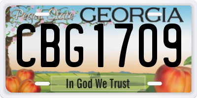 GA license plate CBG1709
