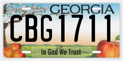 GA license plate CBG1711