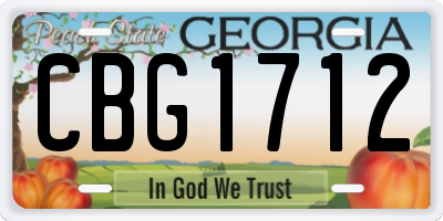 GA license plate CBG1712