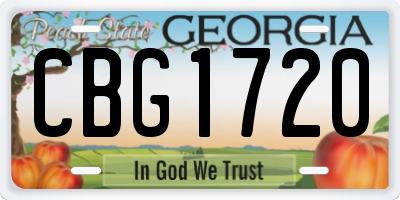 GA license plate CBG1720