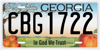 GA license plate CBG1722