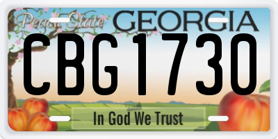 GA license plate CBG1730