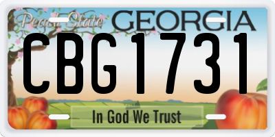 GA license plate CBG1731