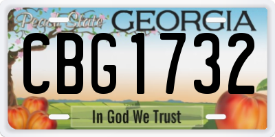 GA license plate CBG1732