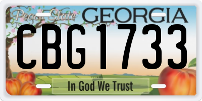 GA license plate CBG1733