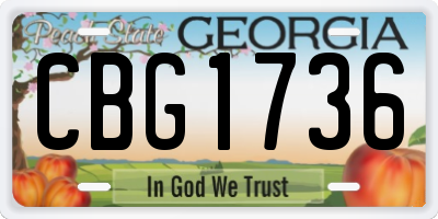 GA license plate CBG1736