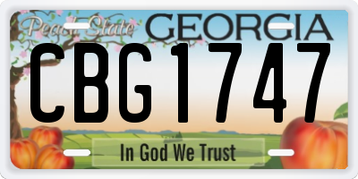 GA license plate CBG1747