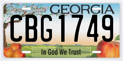 GA license plate CBG1749