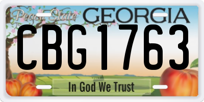 GA license plate CBG1763