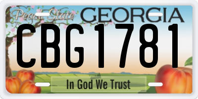 GA license plate CBG1781