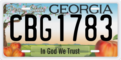 GA license plate CBG1783
