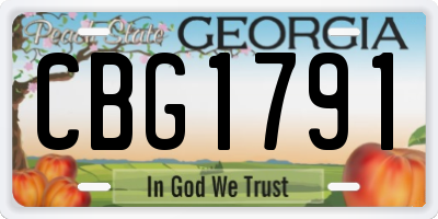 GA license plate CBG1791