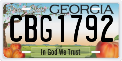 GA license plate CBG1792