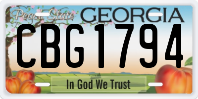 GA license plate CBG1794