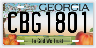 GA license plate CBG1801