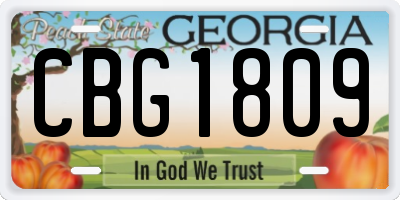 GA license plate CBG1809