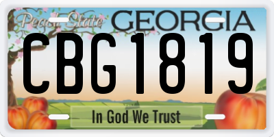GA license plate CBG1819