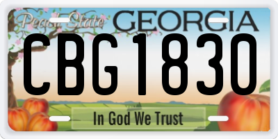 GA license plate CBG1830