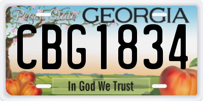 GA license plate CBG1834