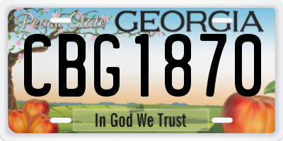 GA license plate CBG1870