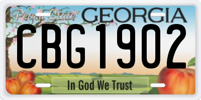 GA license plate CBG1902