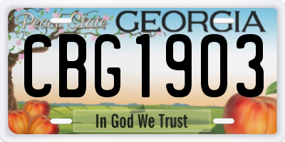GA license plate CBG1903