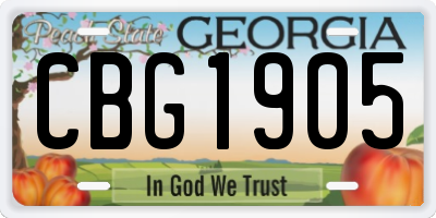 GA license plate CBG1905
