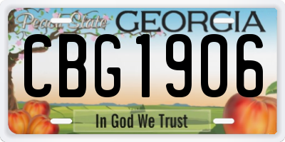 GA license plate CBG1906
