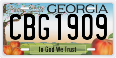 GA license plate CBG1909