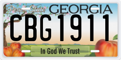 GA license plate CBG1911