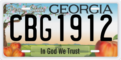 GA license plate CBG1912