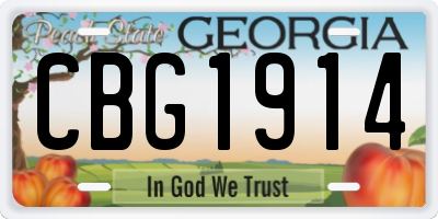 GA license plate CBG1914