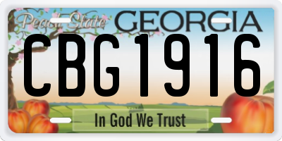 GA license plate CBG1916