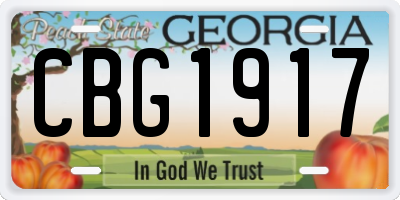GA license plate CBG1917