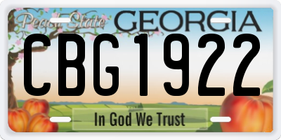 GA license plate CBG1922