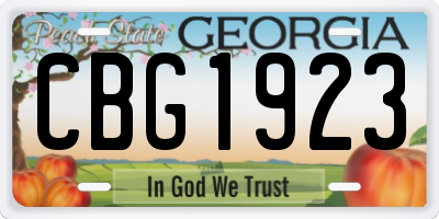 GA license plate CBG1923