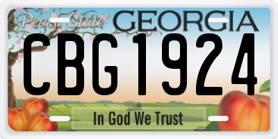 GA license plate CBG1924